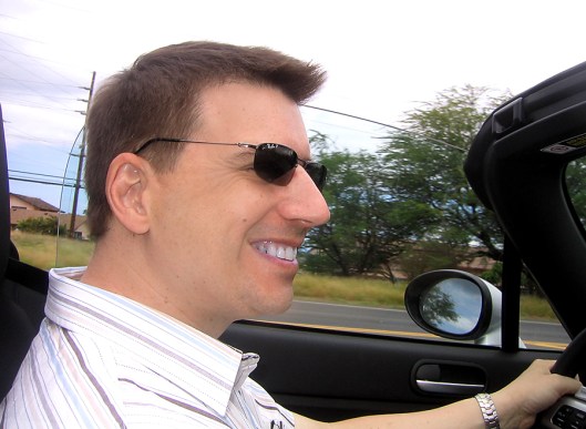 David driving on our honeymoon